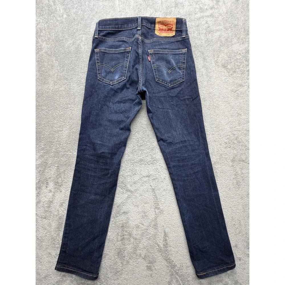 Levis 511‎ Jeans Mens Measured 30x29 Dark Wash Blue Slim Taper Stretch Denim